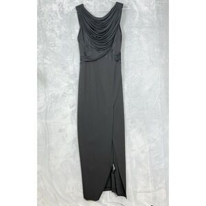 Karen Millen Black Jersey Drape Wedding Cocktail Occasion Long Maxi Dress US 8